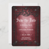 Elgant Gothic Blauwgroen Rust Red ingelijst Save t Save The Date (Voorkant)