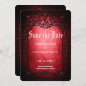 Elgant Gothic Blauwgroen Rust Red ingelijst Save t Save The Date (Voorkant / Achterkant)