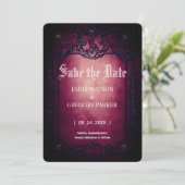 Elgant Gothic Blauwgroen Rust Red ingelijst Save t Save The Date (Staand voorkant)