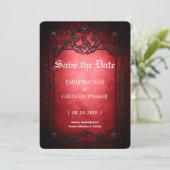 Elgant Gothic Blauwgroen Rust Red ingelijst Save t Save The Date (Staand voorkant)