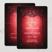 Elgant Gothic Blauwgroen Rust Red ingelijst Save t The Date (Voorkant / Achterkant)