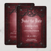 Elgant Gothic Blauwgroen Rust Red ingelijst Save t The Date (Voorkant / Achterkant)