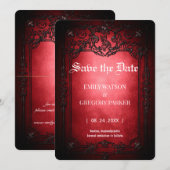 Elgant Gothic Blauwgroen Rust Red ingelijst Save t The Date (Voorkant / Achterkant)