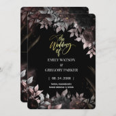 Elgant Gothic Rust Zwart Rozen Save The Date (Voorkant / Achterkant)