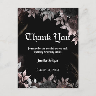 Elgant Gotisch Bourgondië Rood en Zwart Bloemen Briefkaart