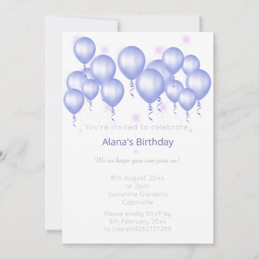 ELGANT MODERN BALLOON PAARS GLITTER BIRTHDAY KAART (Voorkant)