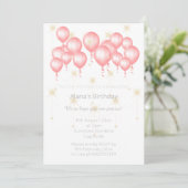 ELGANT MODERN BALLOON ROOS PINK REVERSE BIRTHDAY KAART (Staand voorkant)