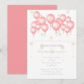 ELGANT MODERN BALLOON ROOS PINK REVERSE BIRTHDAY KAART (Voorkant / Achterkant)