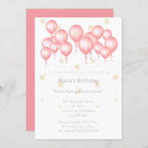 ELGANT MODERN BALLOON ROOS PINK REVERSE BIRTHDAY KAART