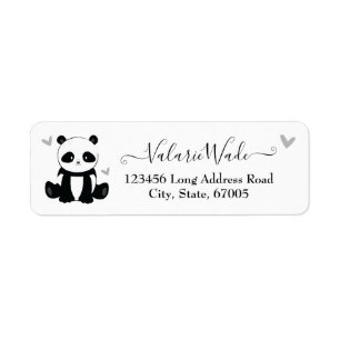 Elgant Script Cute Panda en het Adres van de Terug Etiket