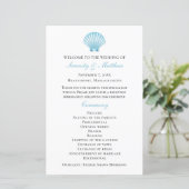 Elgant Shell Blue Nautisch Strand Wedding Programm (Staand voorkant)