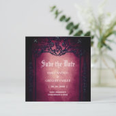 Elgante gotische teal roest rood omrande bewaar de kaart (Staand voorkant)