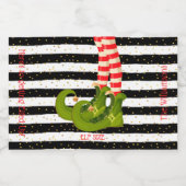 Elgevoerd Black White Stripes Kerstmini Likeurfles Etiket (Enkel label)