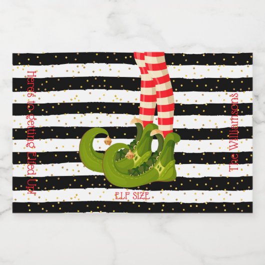 Elgevoerd Black White Stripes Kerstmini Likeurfles Etiket (Enkel label)