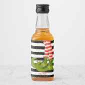 Elgevoerd Black White Stripes Kerstmini Likeurfles Etiket (Voorkant)