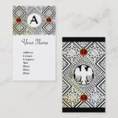 ELGF-MONOGRAM, heldere RODE RUBY Visitekaartje (Voorkant / Achterkant)