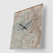 Elgin Illinois 1870 Plat Map Fox Downtown Vierkante Klok (Hoek)