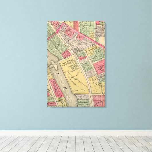 Elgin Illinois 1871 Map Elgin Watch Factory Canvas Afdruk (Insitu (Houten vloer))