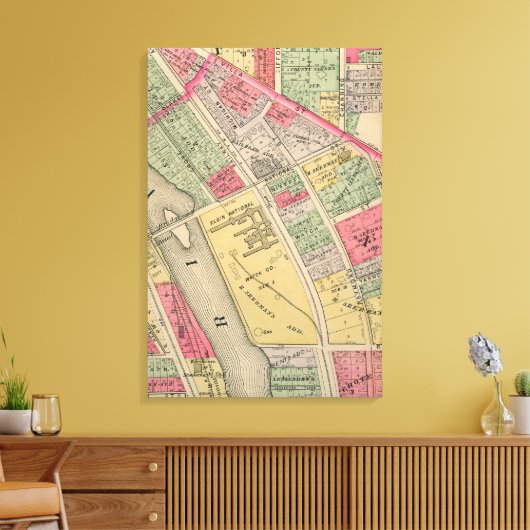 Elgin Illinois 1871 Map Elgin Watch Factory Canvas Afdruk (Insitu (Woonkamer))