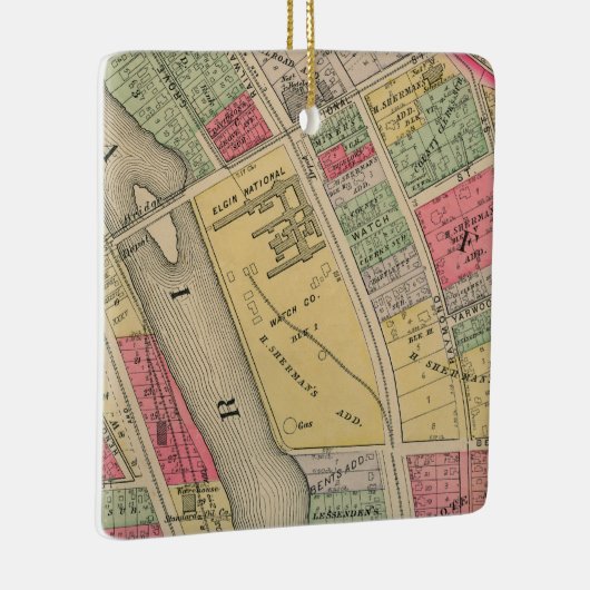 Elgin Illinois 1871 Map Elgin Watch Factory Keramisch Ornament (Rechts)