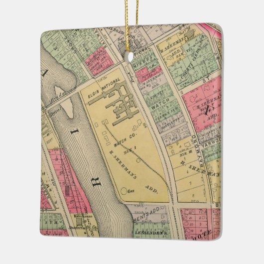 Elgin Illinois 1871 Map Elgin Watch Factory Keramisch Ornament (Links)