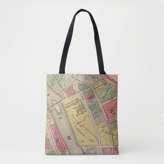 Elgin Illinois 1871 Map Elgin Watch Factory Tote Bag (Voorkant)