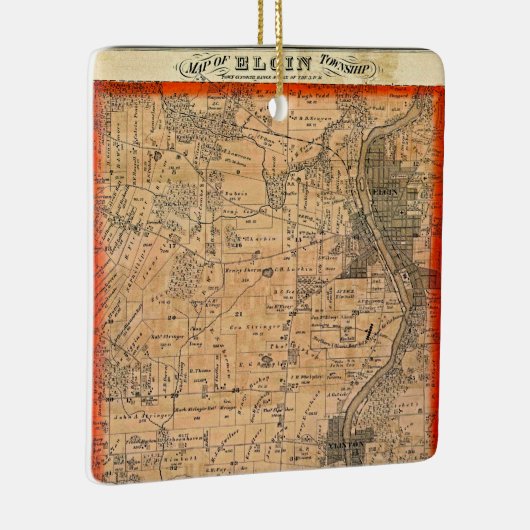 Elgin Illinois 1871 Map Keramisch Ornament (Rechts)