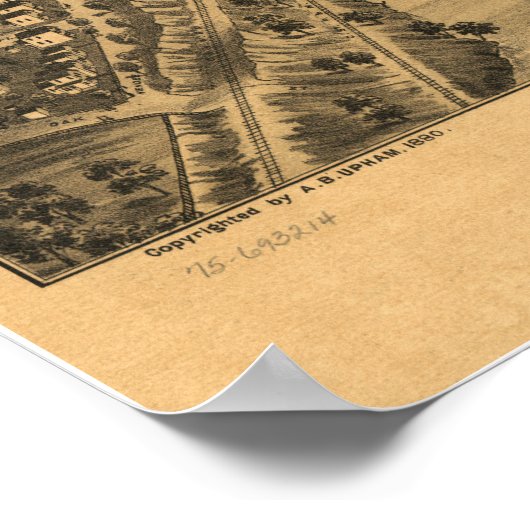 Elgin Illinois 1880 Antiek Panoramic Map Poster (Hoek)