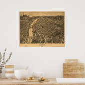 Elgin Illinois 1880 Antiek Panoramic Map Poster (Keuken)