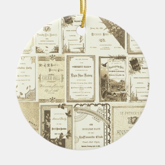 Elgin Illinois 1880's Sepia Club Invitations Party Keramisch Ornament (Voorkant)