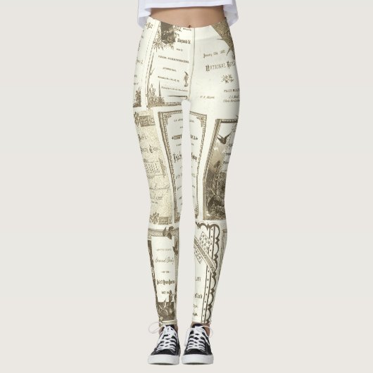 Elgin Illinois 1880's Sepia Club Invitations Party Leggings (Voorkant)