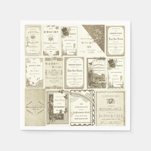 Elgin Illinois 1880's Sepia Club Invitations Party Servetten (Voorkant)