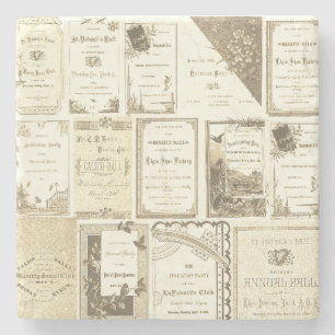 Elgin Illinois 1880's Sepia Club Invitations Party Stenen Onderzetter