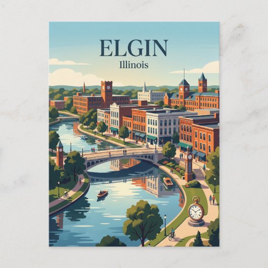 Elgin, Illinois Briefkaart (Voorkant)