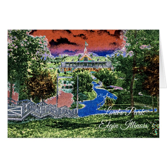 ELGIN ILLINOIS LORDS PARK PAVILION 1920'S ART UITZ (Voorkant Horizontaal)