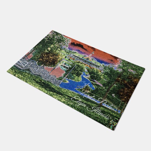 ELGIN ILLINOIS LORDS PARK PAVILION 1920'S ART UITZ DEURMAT (Schuin)