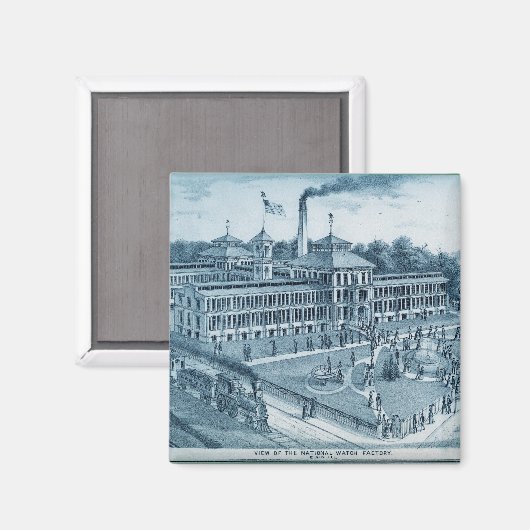 Elgin Watch Factory 1871 Afbeelding Elgin Illinois Magneet (Voorkant / Achterkant)