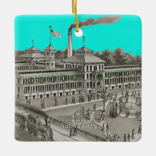 Elgin Watch Factory Elgin Illinois 1871 Keramisch Ornament (Voorkant)