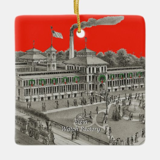 Elgin Watch Factory Elgin Illinois 1871 Keramisch Ornament (Voorkant)