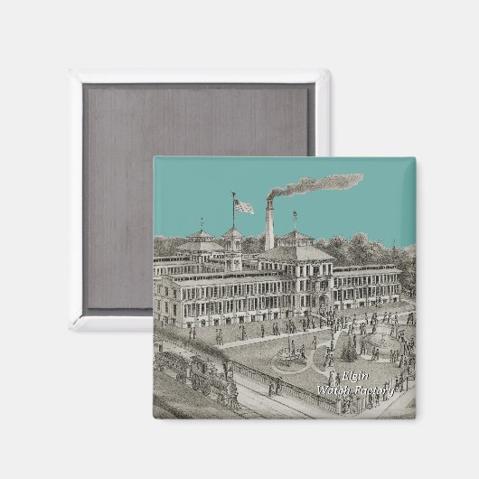 Elgin Watch Factory Elgin Illinois 1871 Magneet (Voorkant / Achterkant)