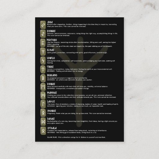 Elhaz Rune Symbol Betekenis Kaarten Visitekaartje (Achterkant)