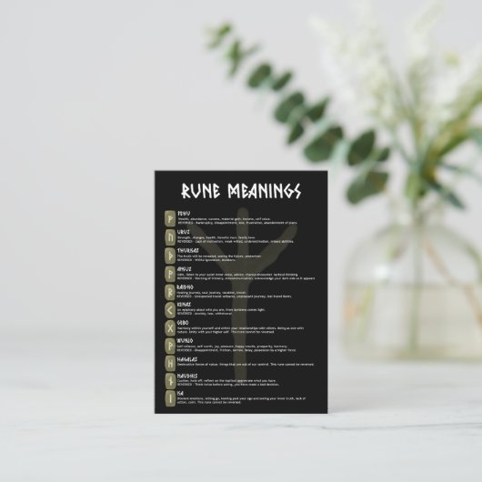 Elhaz Rune Symbol Betekenis Kaarten Visitekaartje (Staand voorkant)