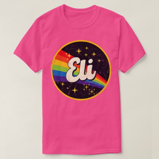Eli regenboog in ruimte  grunge stijl t-shirt (Design voorkant)