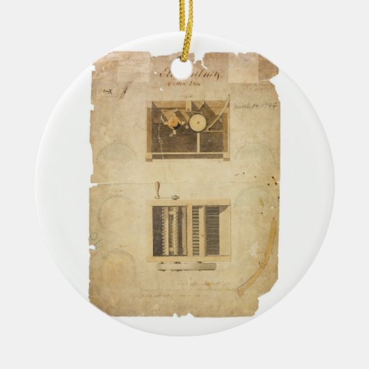 Eli Whitney's patent voor de katoengin in 1794 Keramisch Ornament (Voorkant)