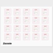 Eliana Gepersonaliseerde Roze Bow & Gingham Print Vierkante Sticker (Vel)