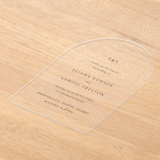 Eliana Monogram Classic Wedding Save the Date Acryl Uitnodigingen (Laagn)