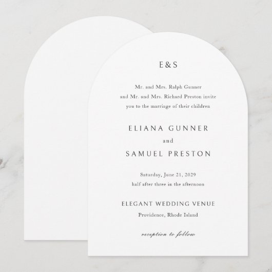 Eliana Monogram Klassieke bruiloft Kaart (Voorkant / Achterkant)