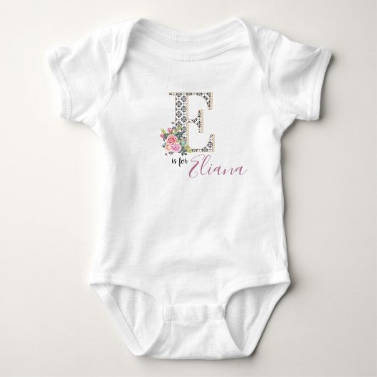 Eliana Name Baby Outfit Letter Floral Romper Girl (Voorkant)