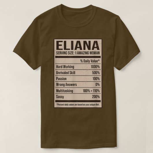 Eliana Nutrition Facts Name Nickname Alias Titel F T-shirt (Design voorkant)