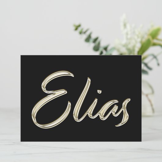 Elias Name white gold Handwriting Karte Kaart (Staand voorkant)